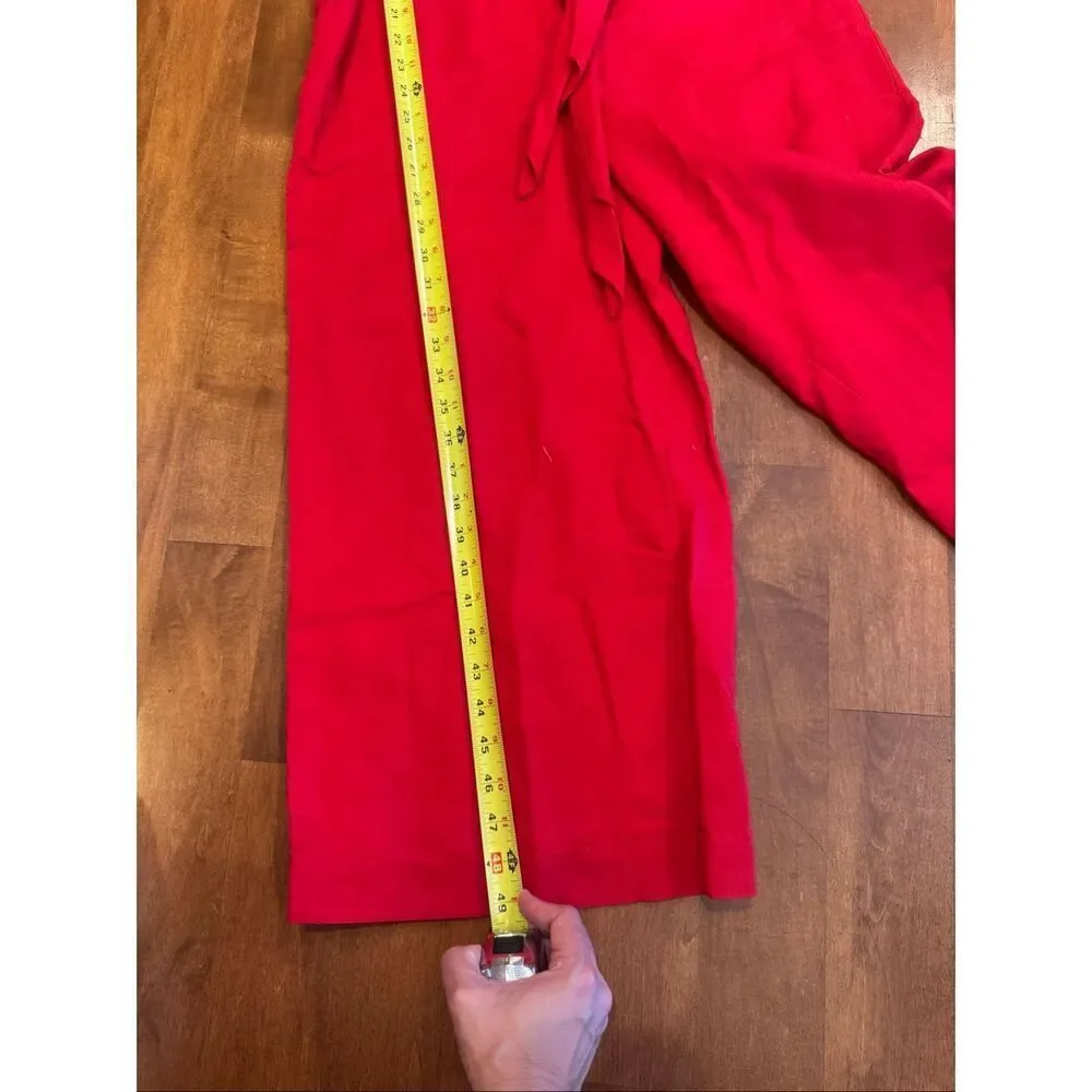 Banana Republic Red Linen Blend Jumpsuit Womens 4 Wide Leg Belted Sleeveless Poc